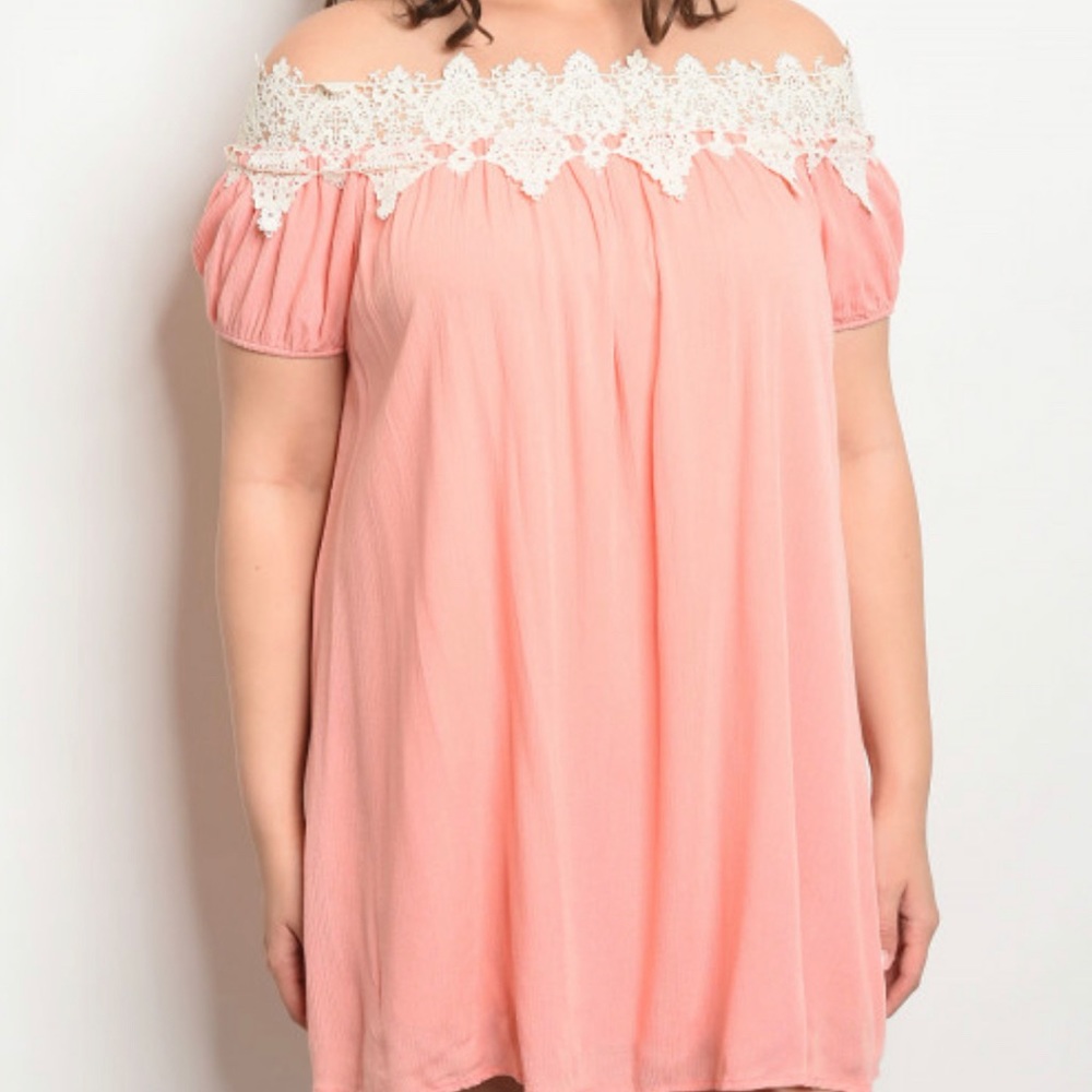 Blush pink lace dress